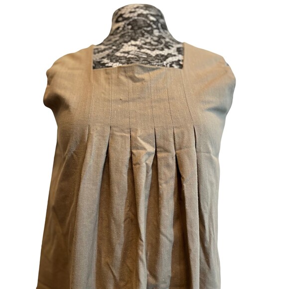 Vintage Style 90s Handmade Pinafore Dress Brown‎ Painted Tulips Cottagecore L - Picture 9 of 15